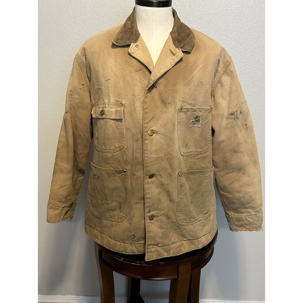 Vintage Carhartt Jacket Mens 48 Brown Red Quilt Lined Chore Barn Field Coat